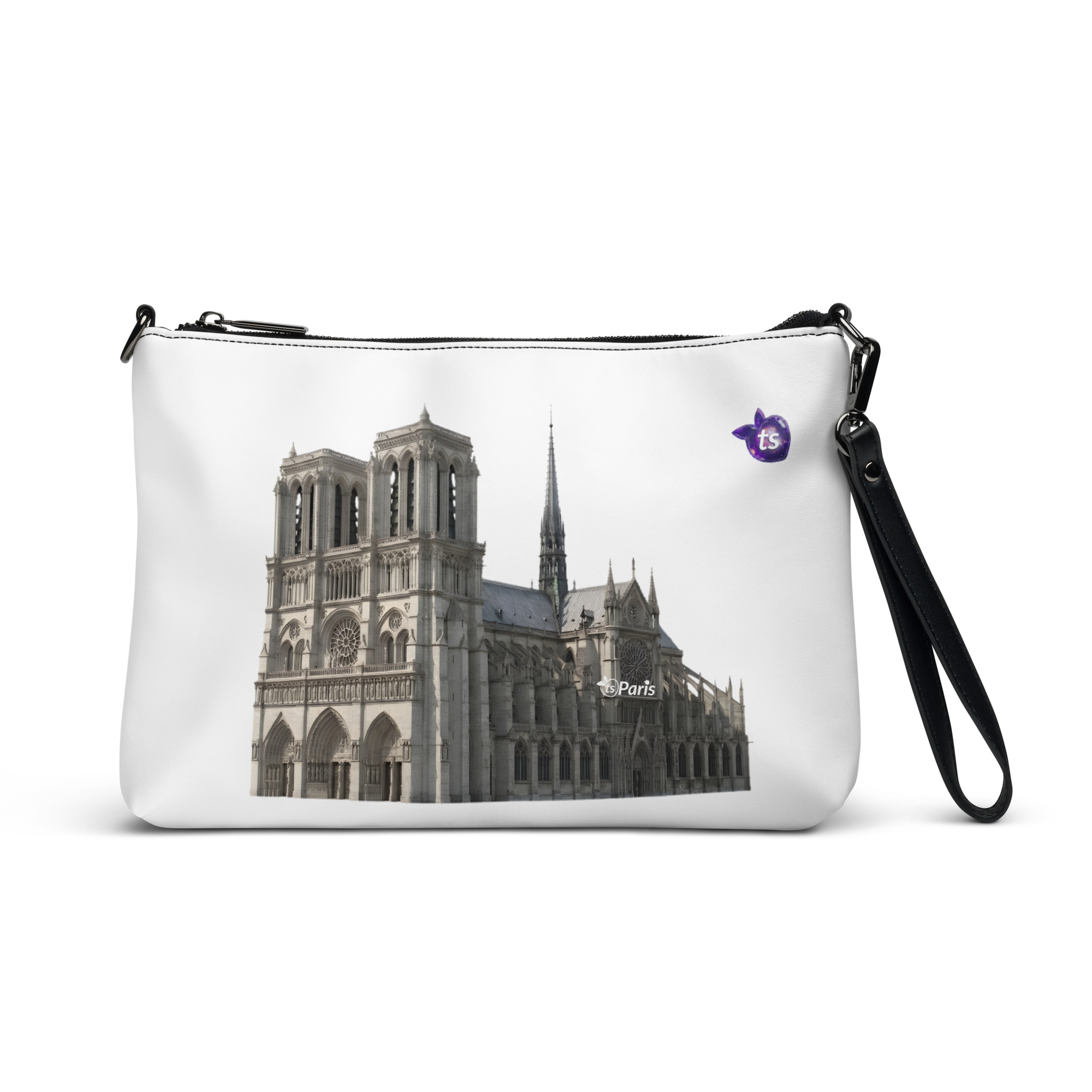 tsgabrielle® • Paris - Cathédrale Notre-Dame • Sac bandoulière • Blanc • 11″ × 8″