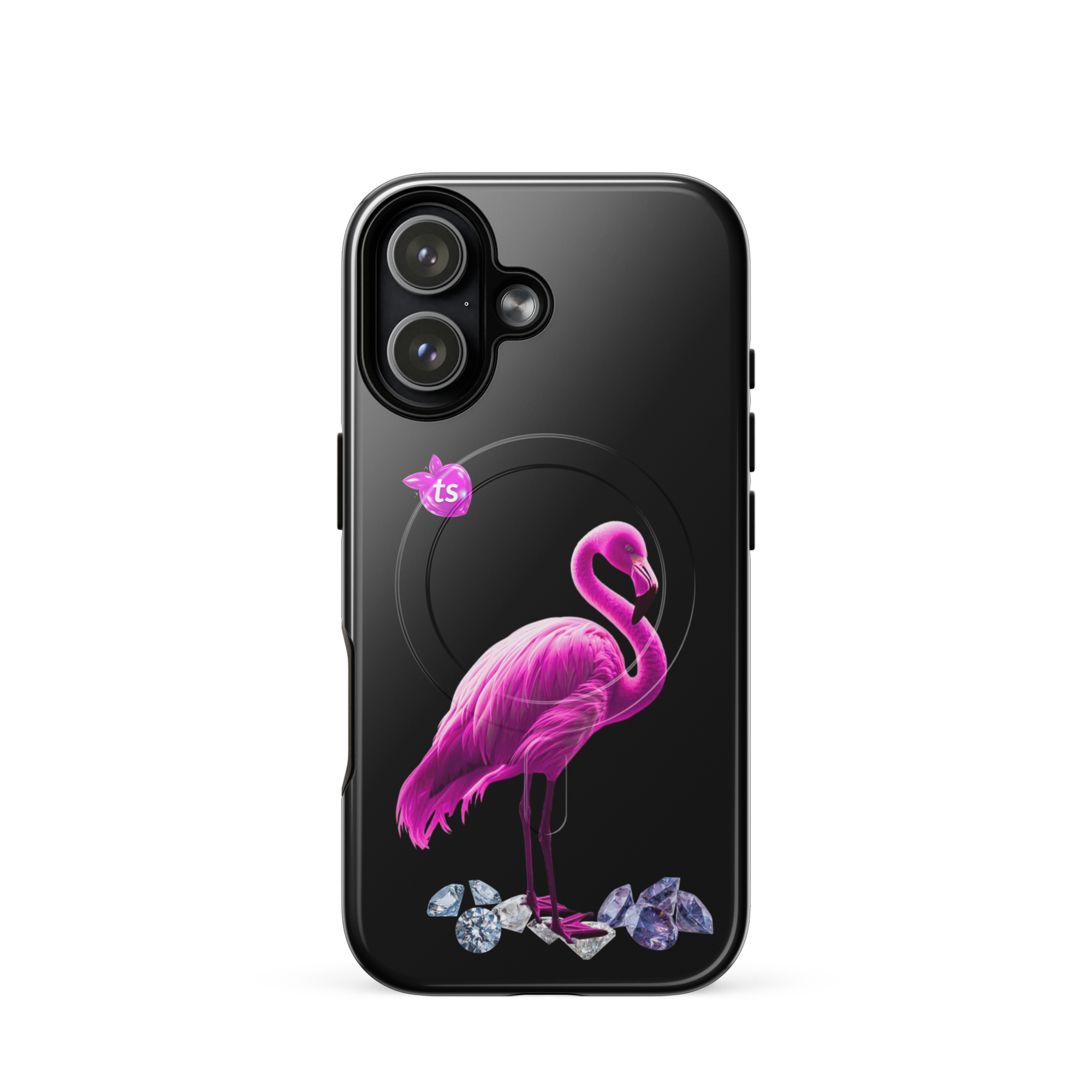 tsgabrielle® • Flamant Rose • coque renforcee compatible avec iPhone® • MagSafe® • modeles recents