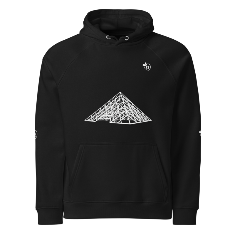 tsgabrielle® • Pour Lui • Paris - The Louvre Pyramid • Eco Raglan sweat a capuche • noir