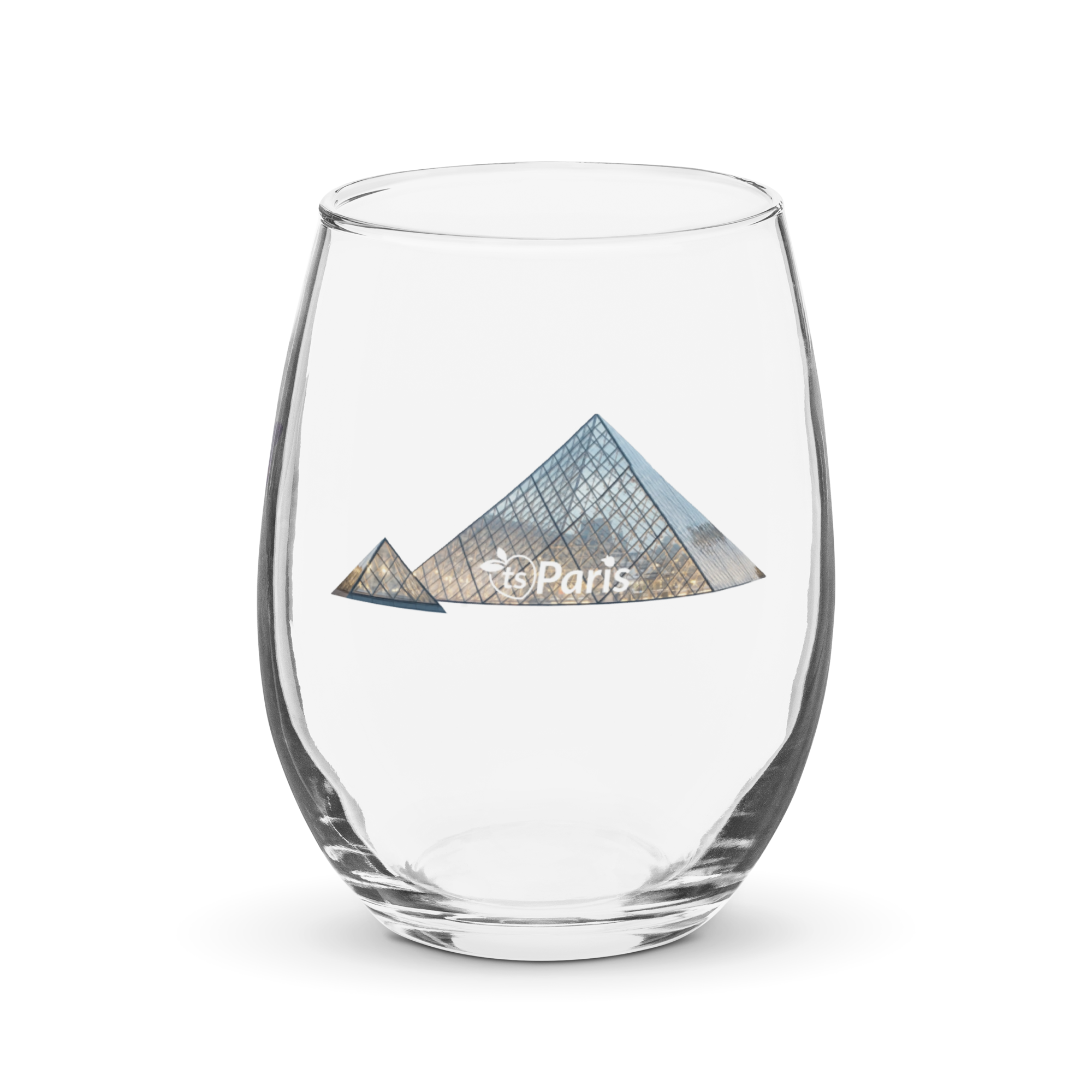 tsgabrielle® • Paris – Pyramide du Louvre • Verre à vin sans pied • 15 oz
